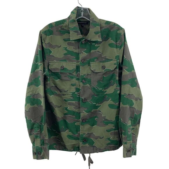 Banana Republic Men’s XS Green Camo Army Military Button-Up Jacket Cotton Blend - Picture 1 of 6